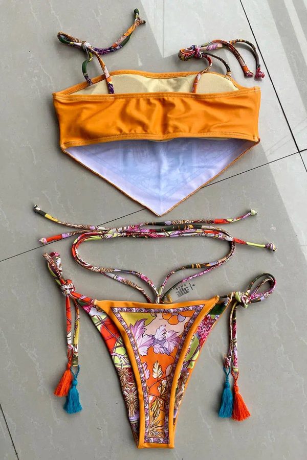 Indie Floral Bandana Scarf Bikini Set