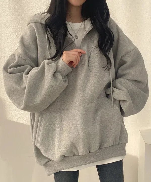 Indie Oversized Zip Up Hoodie