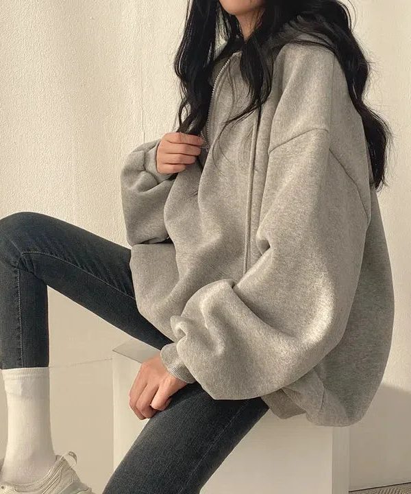 Indie Oversized Zip Up Hoodie