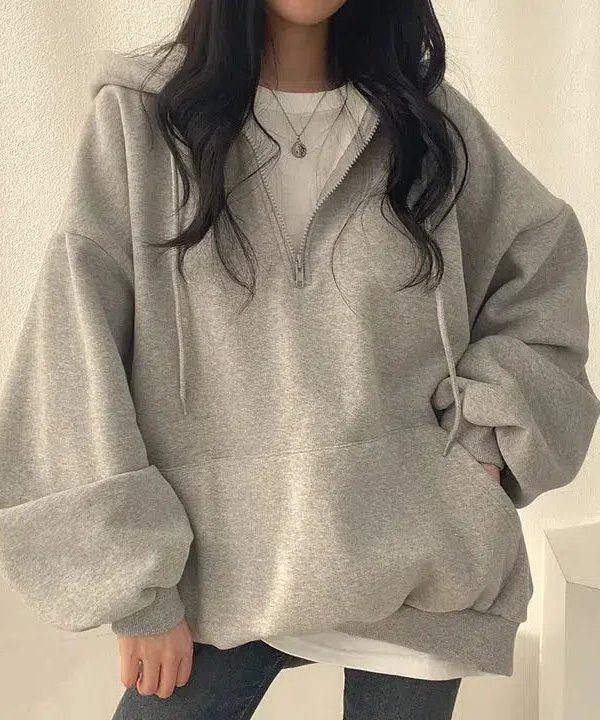 Indie Oversized Zip Up Hoodie