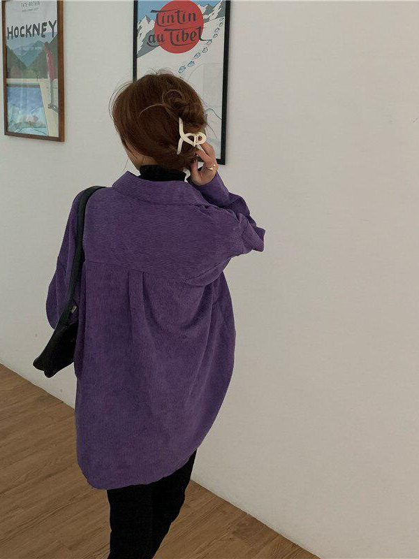 Indie Purple Corduroy Casual Shirt