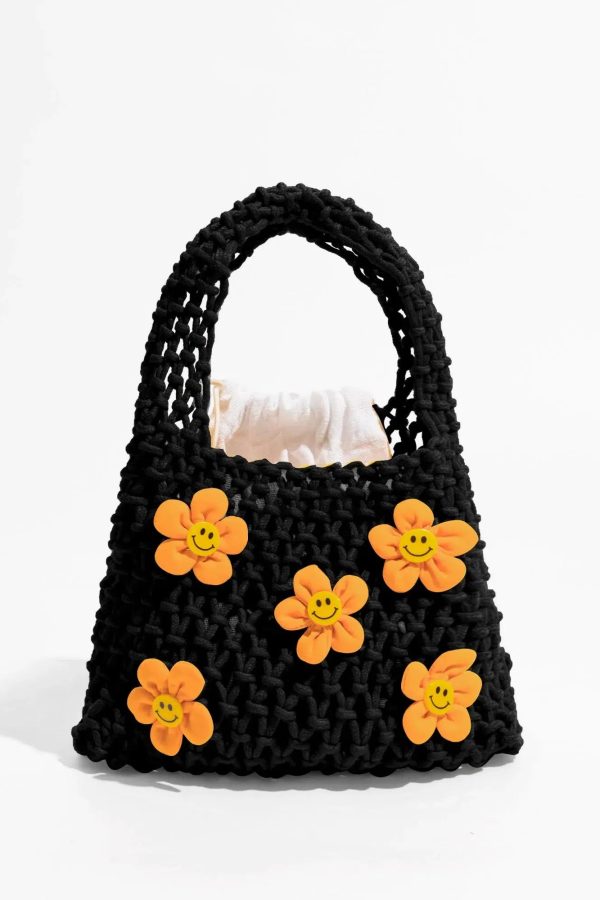 Indie Smiley Flowers Crochet Bag