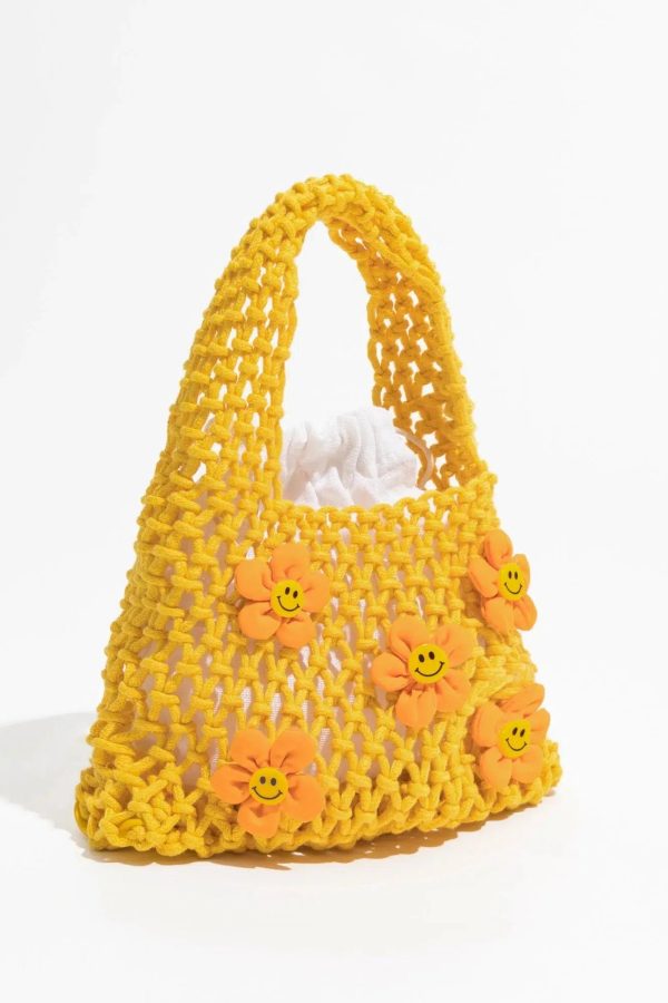 Indie Smiley Flowers Crochet Bag