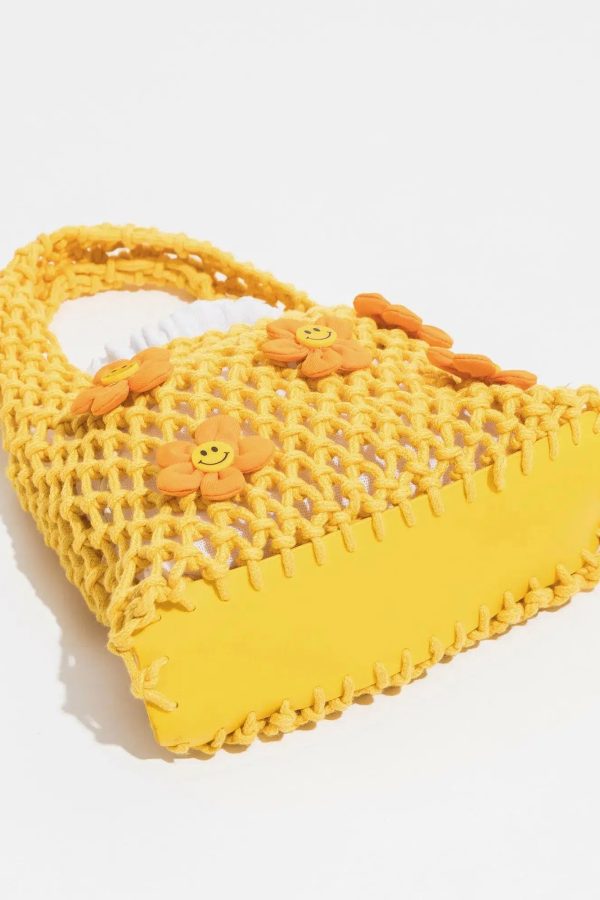 Indie Smiley Flowers Crochet Bag