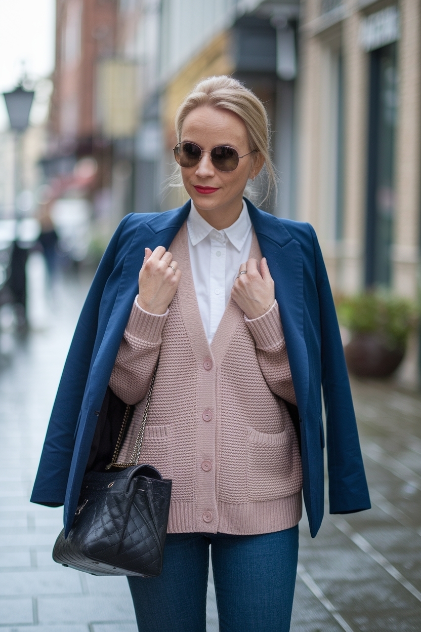 Jacket Over Cardigan Outfit Women for Stylish Layering outfit idea