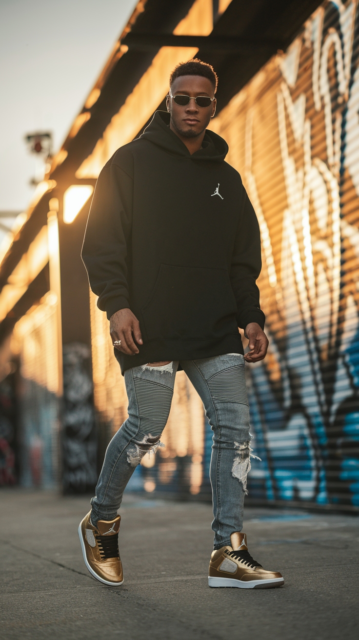 Jordan 4 Metallic Gold Outfit: Sneakers to Impress outfit idea
