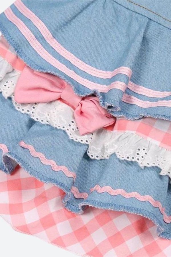 Kawaii Layered Denim Mini Skirt