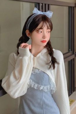 Kawaii Mini Dress & Crop Cardigan Two Piece Set