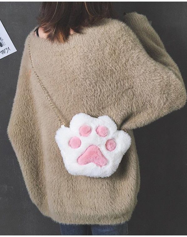 Kawaii Plush Paw Crossbody Bag