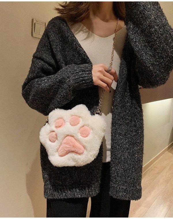 Kawaii Plush Paw Crossbody Bag