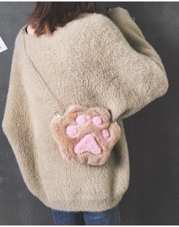 Kawaii Plush Paw Crossbody Bag