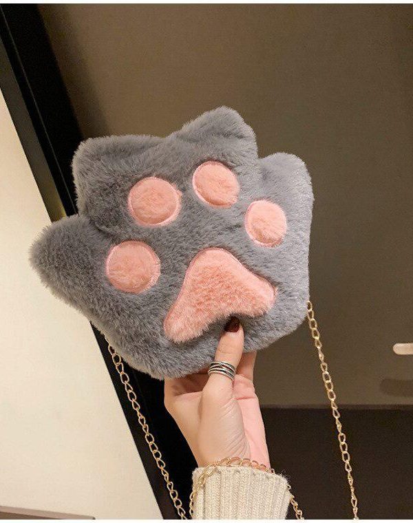 Kawaii Plush Paw Crossbody Bag