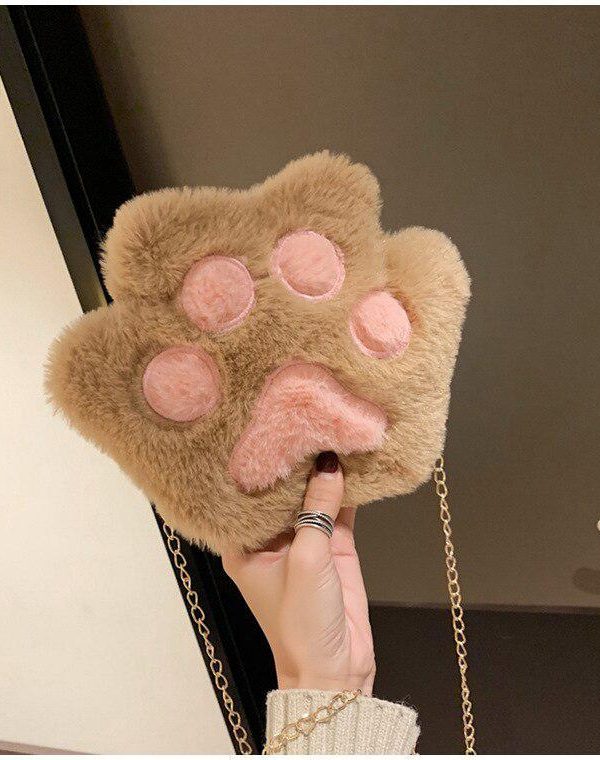 Kawaii Plush Paw Crossbody Bag