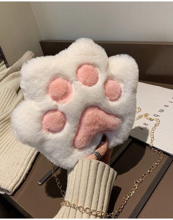 Kawaii Plush Paw Crossbody Bag