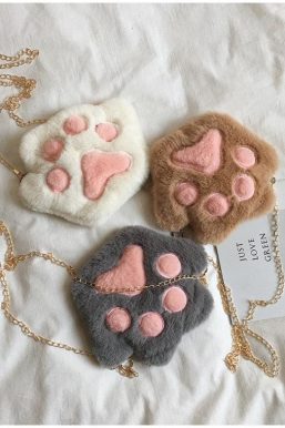 Kawaii Plush Paw Crossbody Bag