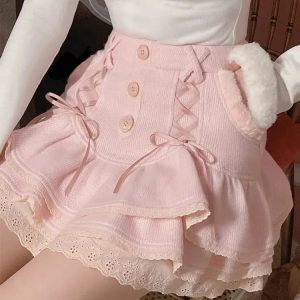 Kawaii Ruffled Layered Lace Mini Skirt