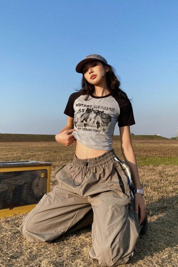 Kitty Print Crop Tee