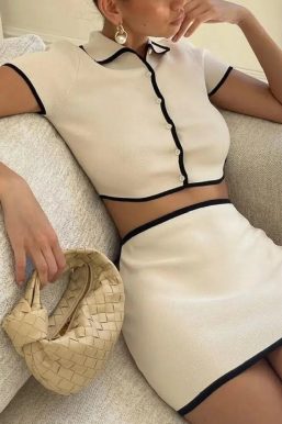 Knitted Cardigan & Mini Skirt Two Piece Set