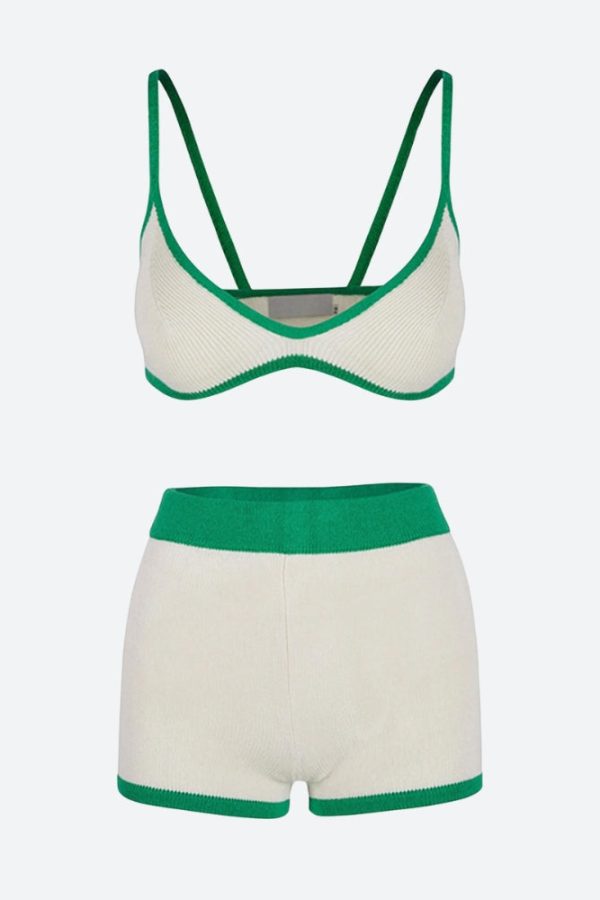 Knitted Crop Top & Shorts Two Piece Set