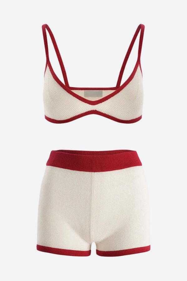 Knitted Crop Top & Shorts Two Piece Set