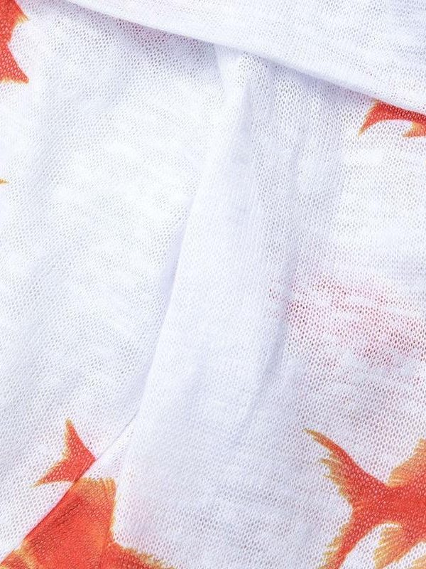 Koi Fish Printed Mesh Mini Dress