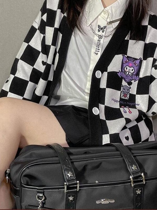 Kuromi Buttoned Black Cardigan