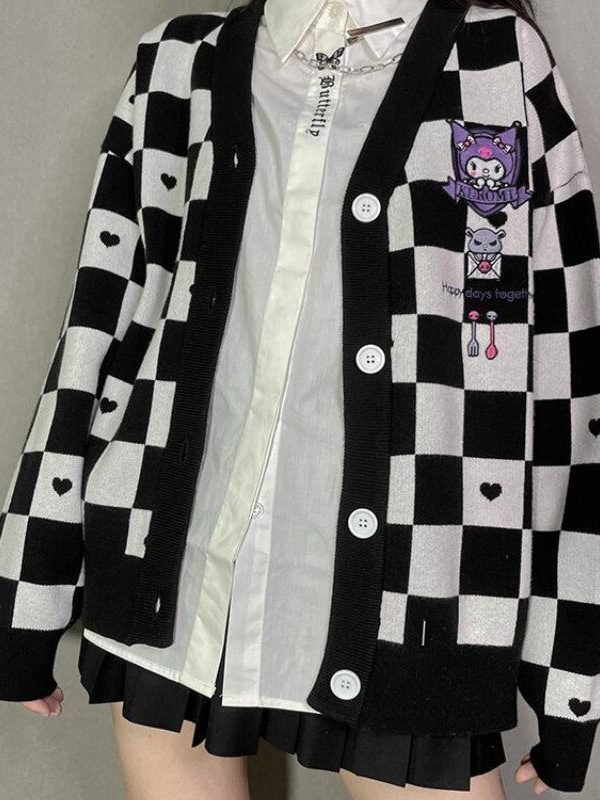 Kuromi Buttoned Black Cardigan