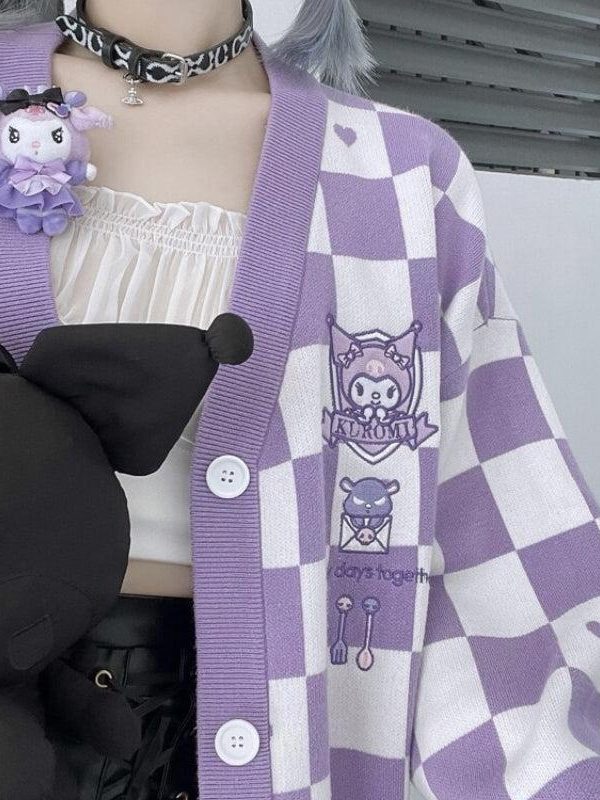 Kuromi Buttoned Purple Cardigan