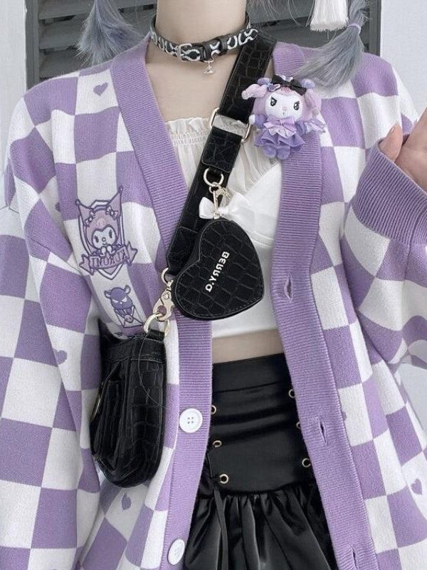 Kuromi Buttoned Purple Cardigan