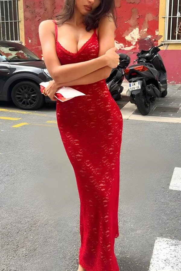 Lace Bodycon Maxi Dress