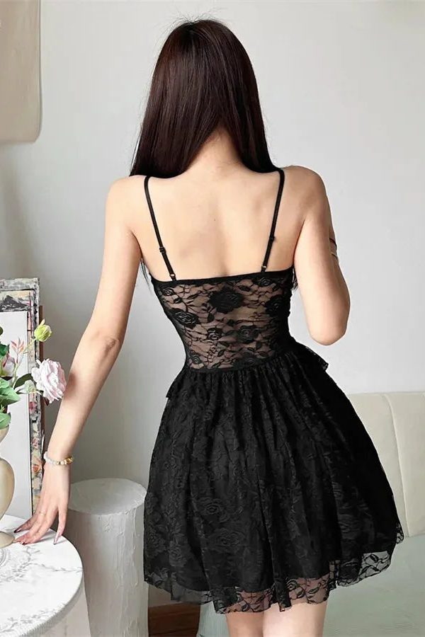 Lace Sheer Mini Dress