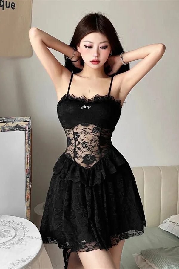 Lace Sheer Mini Dress