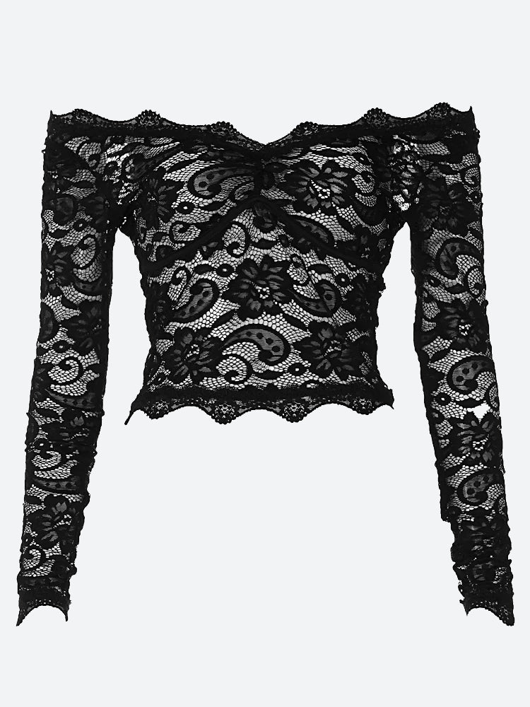 Lace Sheer Off Shoulder Top Lace Sheer Off Shoulder Top
