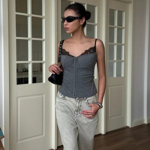 Lace Trim Bustier Top