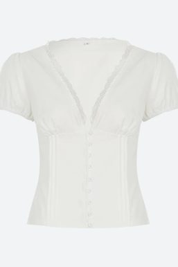 Lace Trim Button Up Shirt