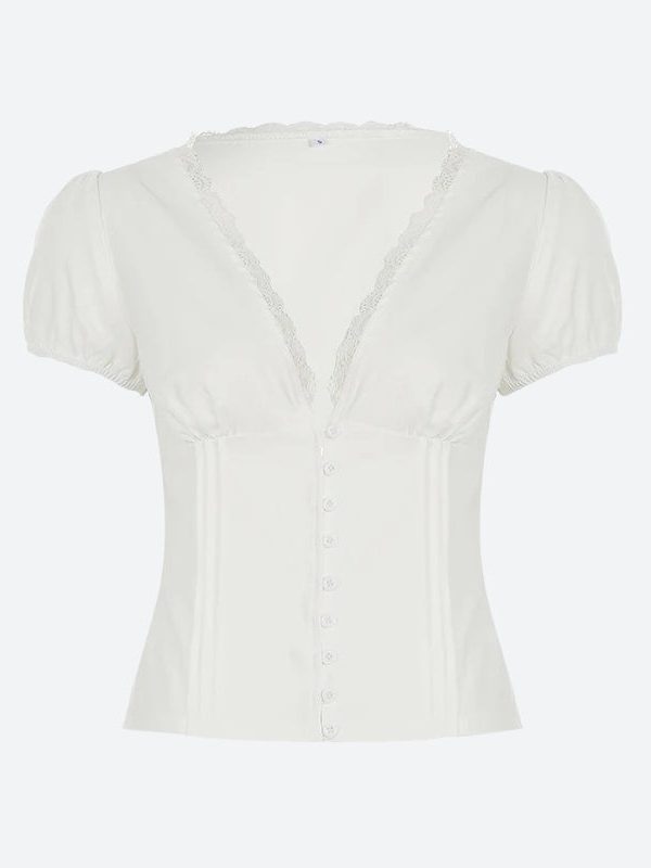 Lace Trim Button Up Shirt