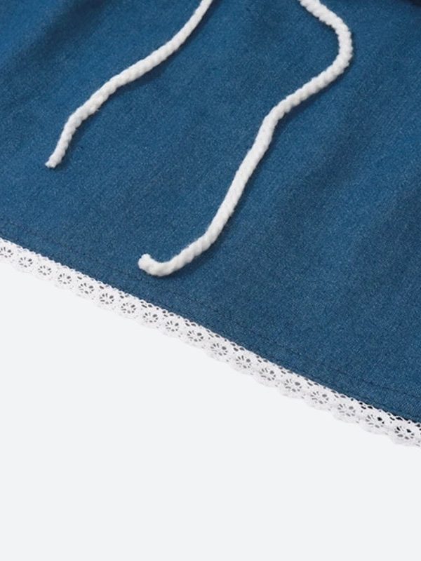 Lace Trim Denim Tube Top