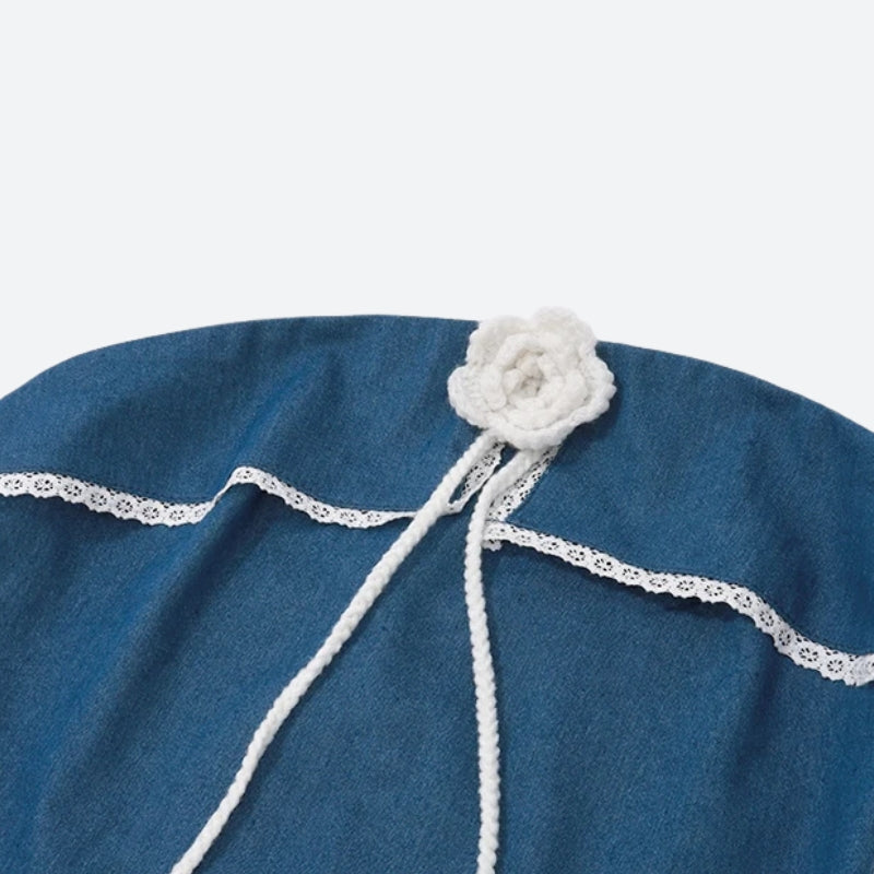 Lace Trim Denim Tube Top Lace Trim Denim Tube Top