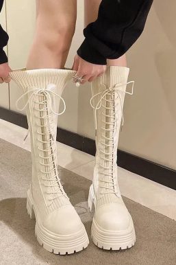 Lace Up Chunky Sock Boots