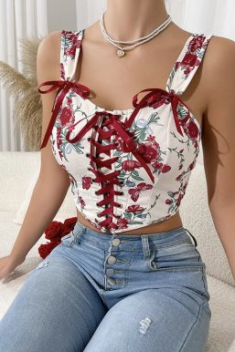 Lace-Up Corset Crop Top