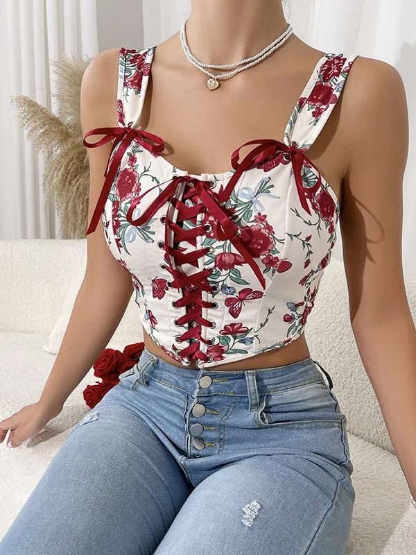 Lace-Up Corset Crop Top