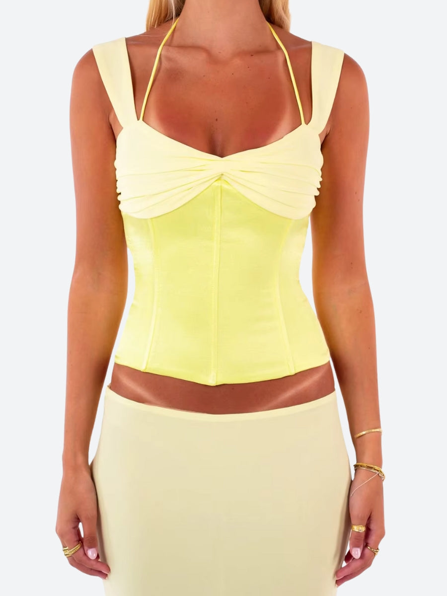 Lace Up Corset Top & Maxi Skirt Two Piece Set