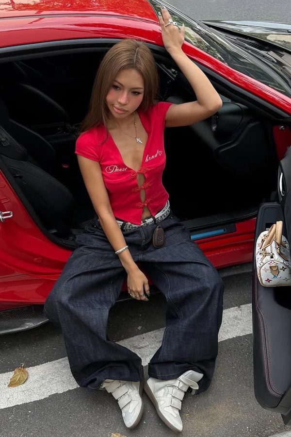 Lace-Up Cut-Out Crop Top