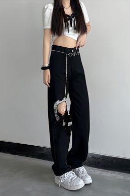 Lace Up Knee Washed Jeans