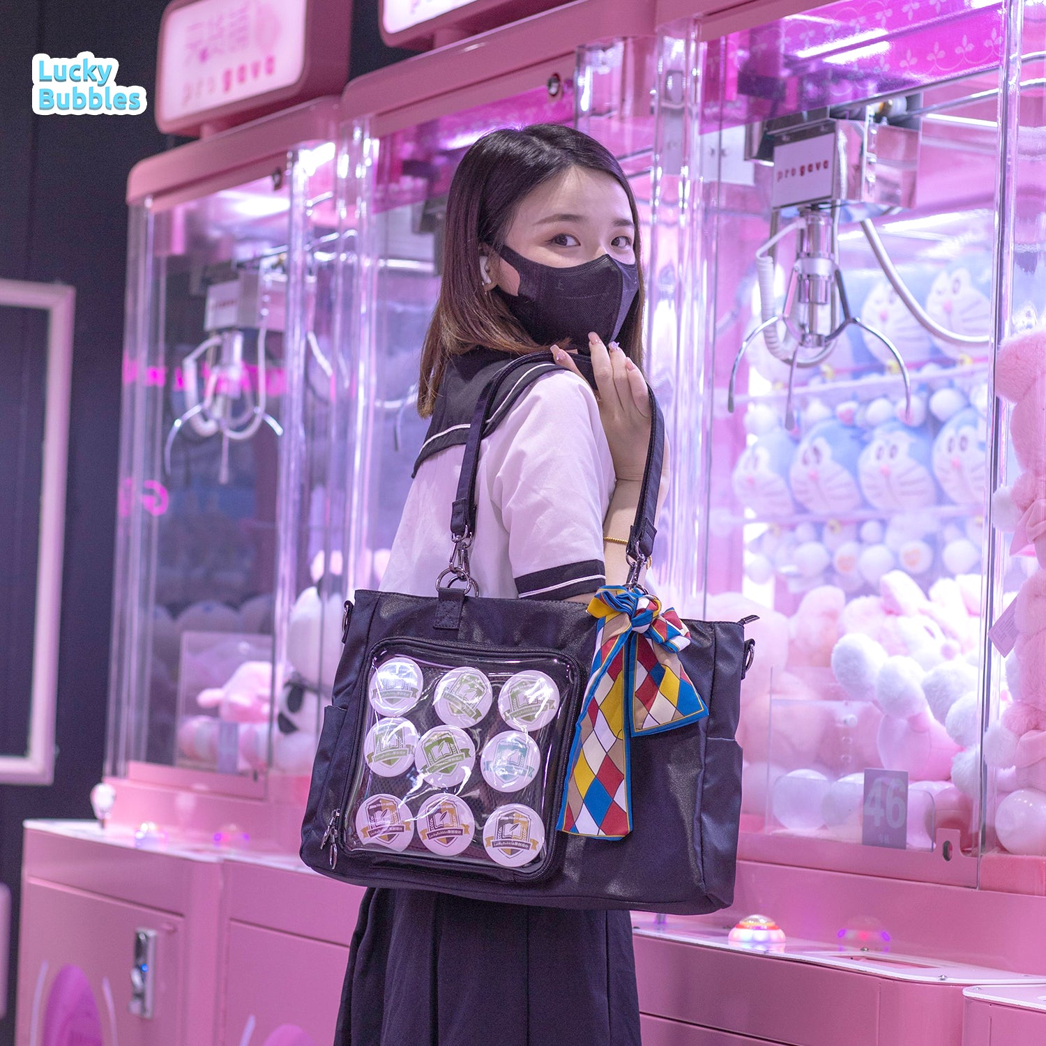 Large Capacity Black Badge Ita Bag Tote Bag