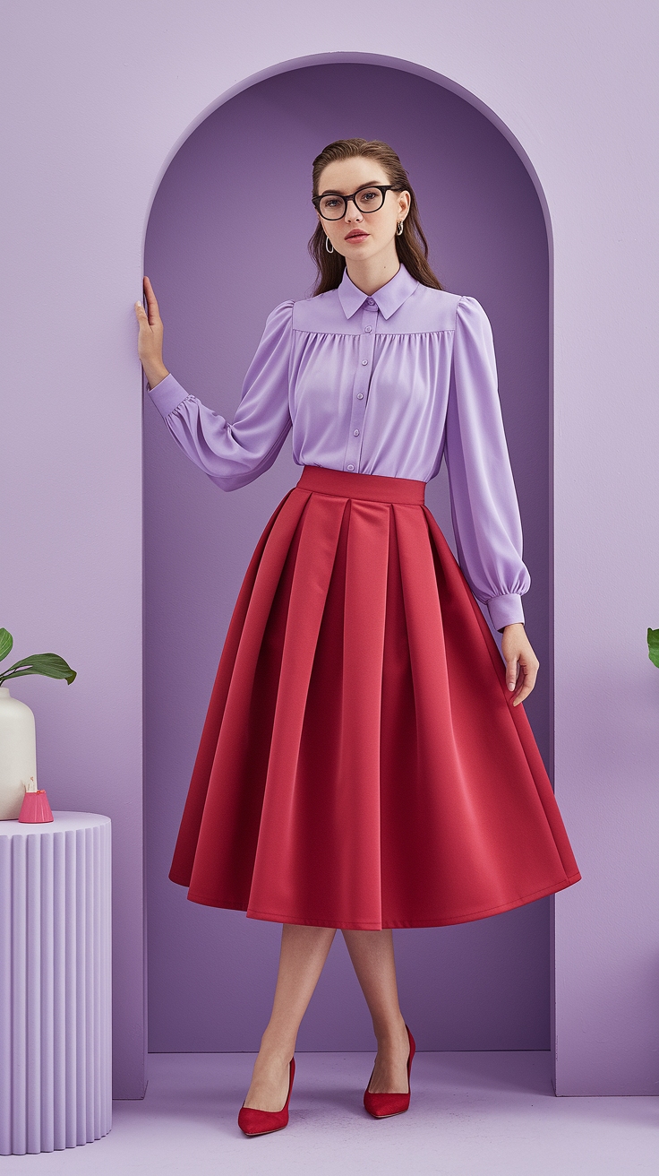 Lavender and Red Outfit: Chic Color Combinations to Try outfit idea