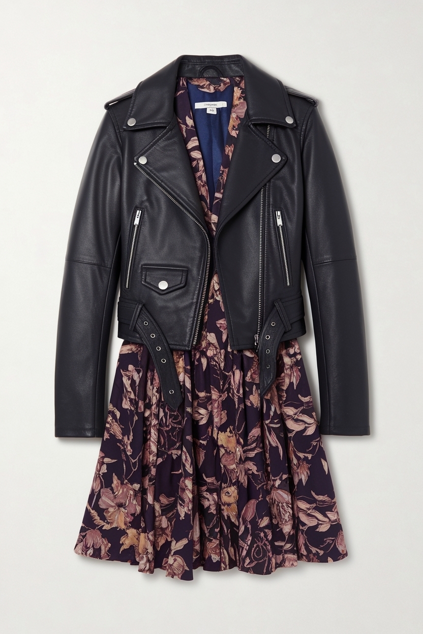 Leather Jacket and Dress Outfit: Perfect Pairings outfit idea