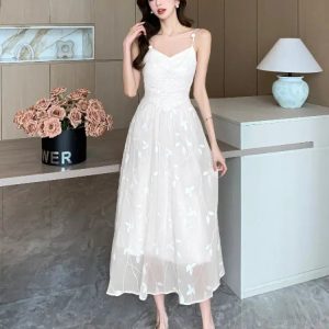 Leaves Mesh Midi Dress