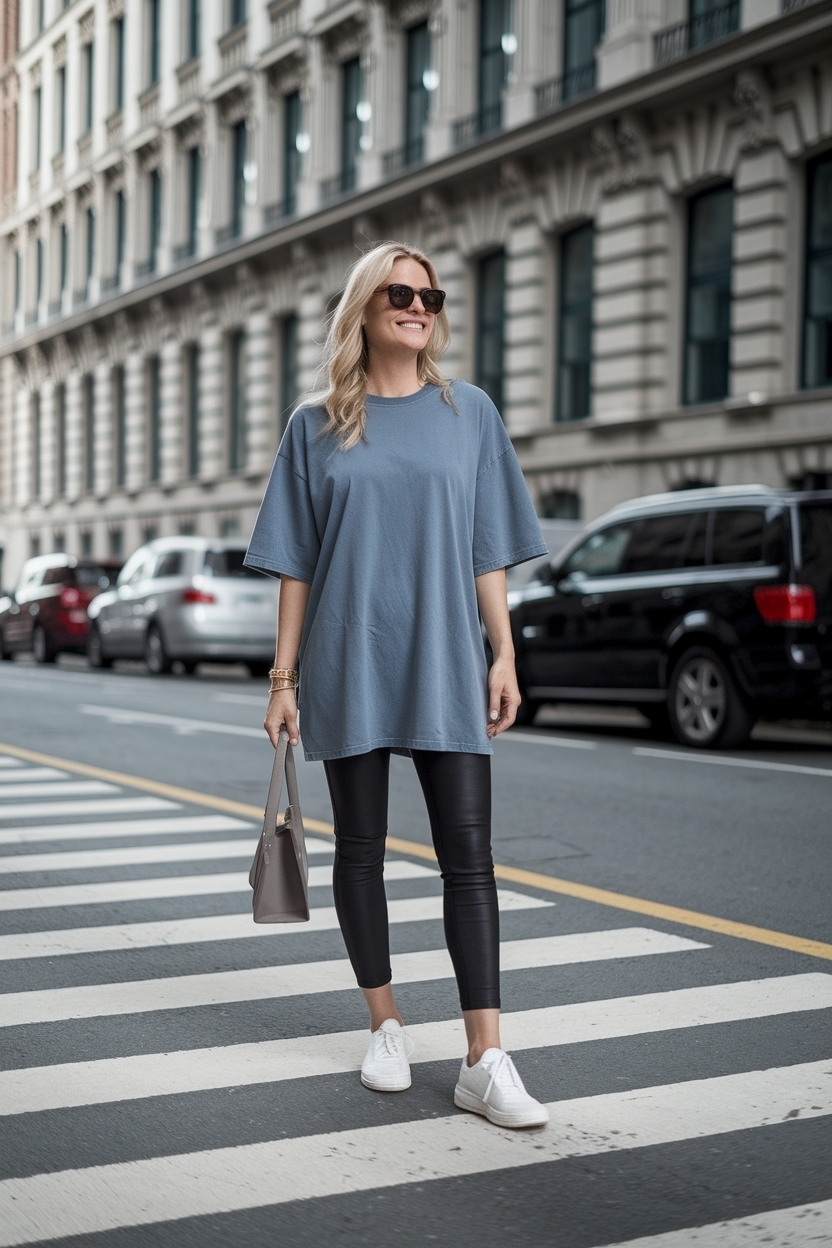 Leggings and Oversized Tshirt Outfit for Comfort outfit idea