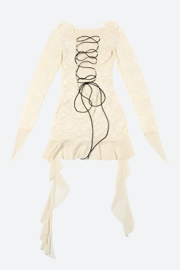 Lemon Lace Backless Mini Dress